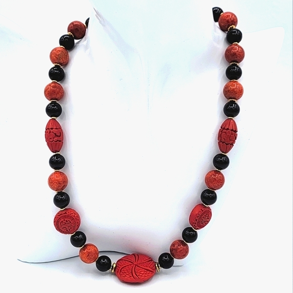 Vintage Red & Black Necklace #1949